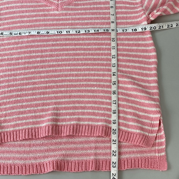 Talbots Striped Linen V Neck Sweater - Picture 6 of 8